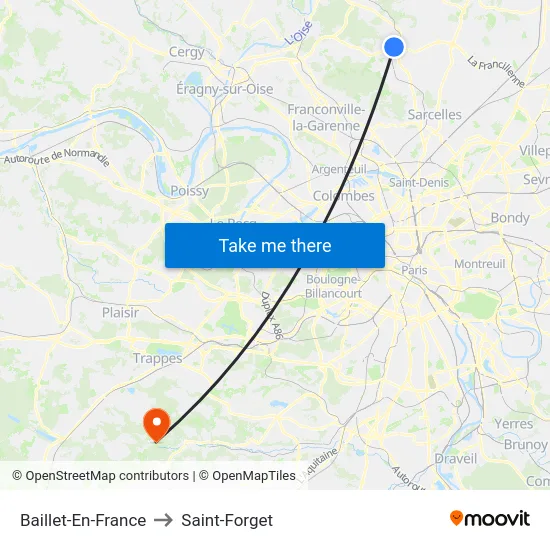 Baillet-En-France to Saint-Forget map