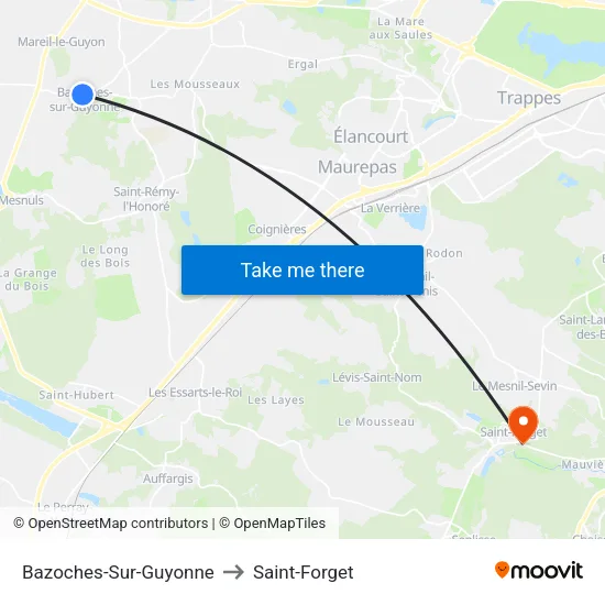 Bazoches-Sur-Guyonne to Saint-Forget map