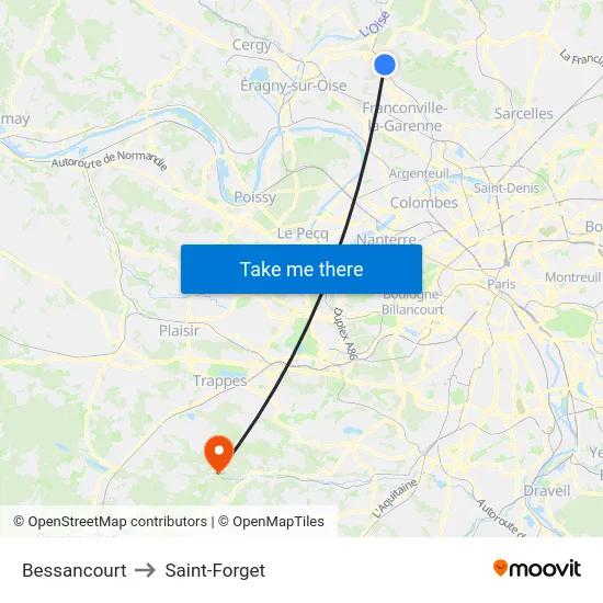 Bessancourt to Saint-Forget map