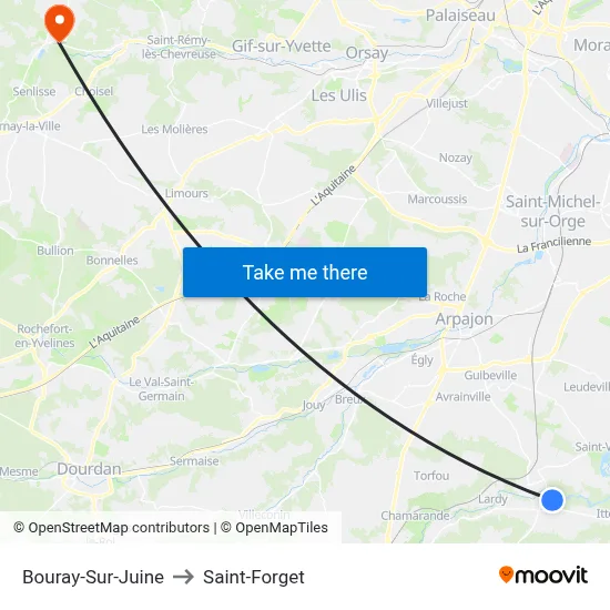 Bouray-Sur-Juine to Saint-Forget map