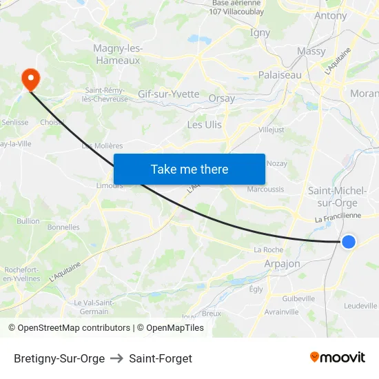 Bretigny-Sur-Orge to Saint-Forget map