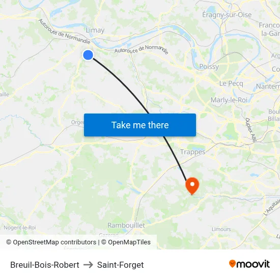 Breuil-Bois-Robert to Saint-Forget map