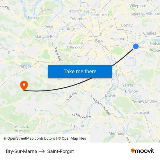 Bry-Sur-Marne to Saint-Forget map