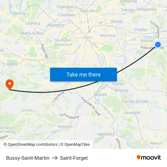 Bussy-Saint-Martin to Saint-Forget map