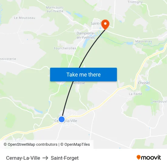 Cernay-La-Ville to Saint-Forget map