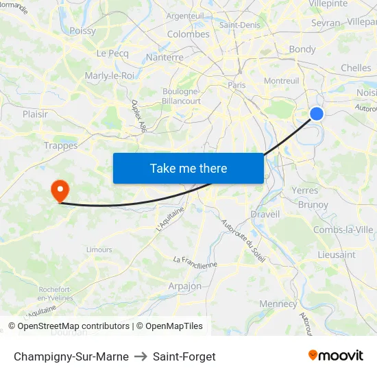 Champigny-Sur-Marne to Saint-Forget map