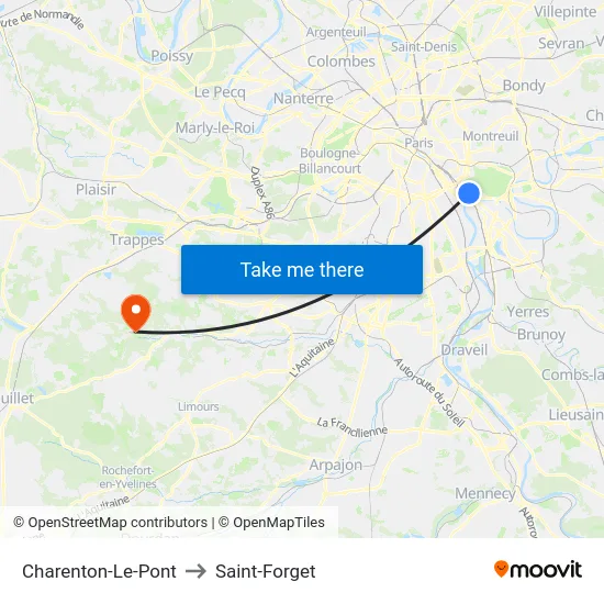 Charenton-Le-Pont to Saint-Forget map