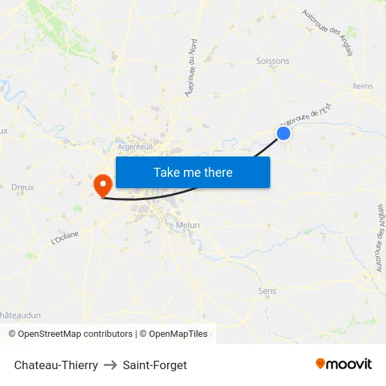 Chateau-Thierry to Saint-Forget map