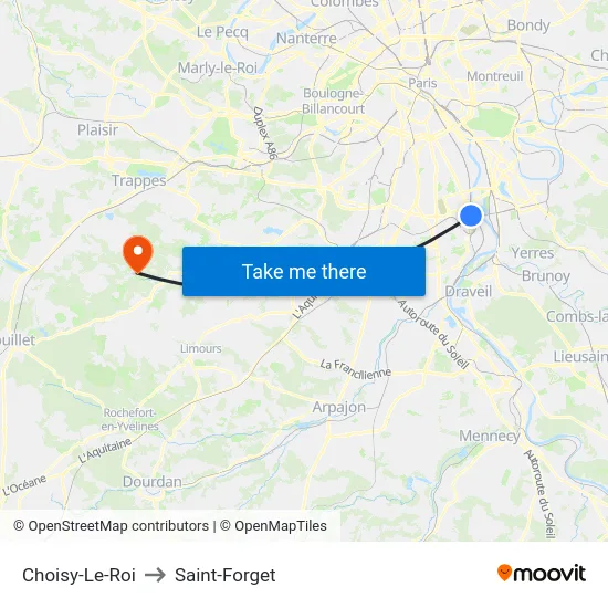 Choisy-Le-Roi to Saint-Forget map