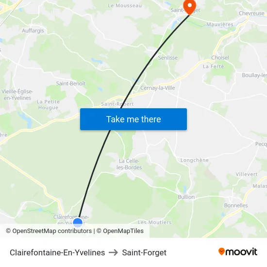 Clairefontaine-En-Yvelines to Saint-Forget map