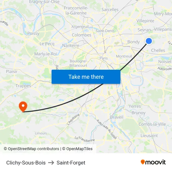 Clichy-Sous-Bois to Saint-Forget map