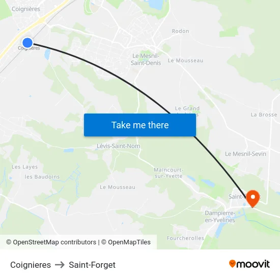 Coignieres to Saint-Forget map