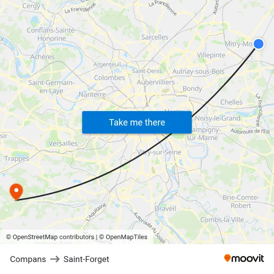 Compans to Saint-Forget map