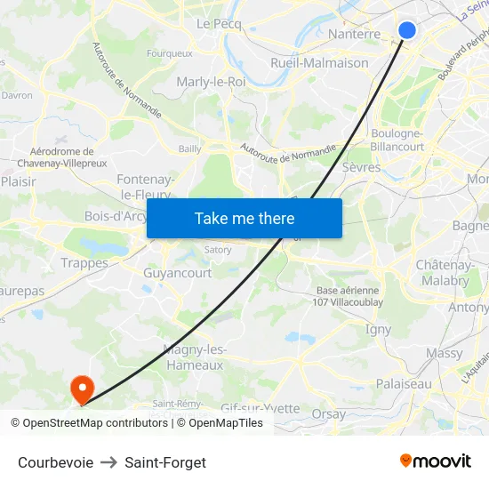 Courbevoie to Saint-Forget map