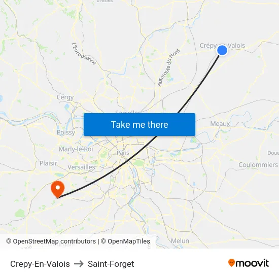 Crepy-En-Valois to Saint-Forget map