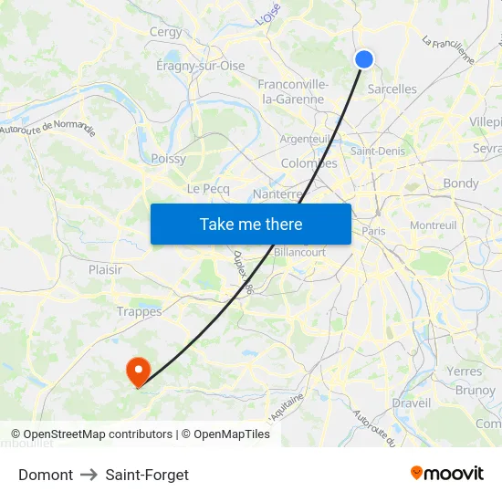 Domont to Saint-Forget map