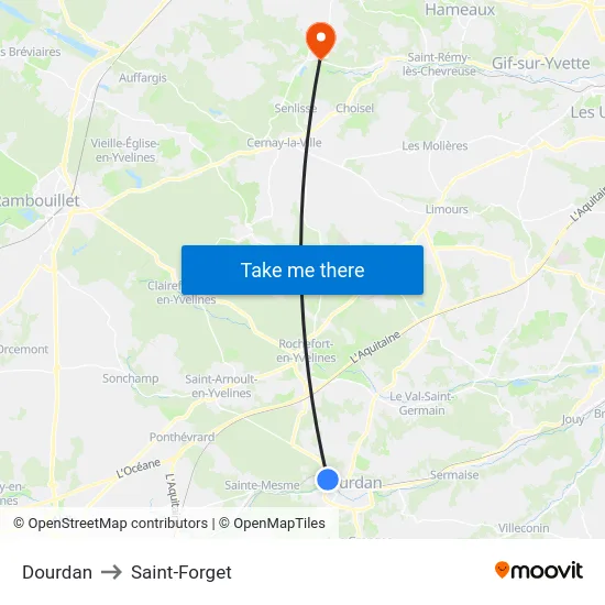 Dourdan to Saint-Forget map