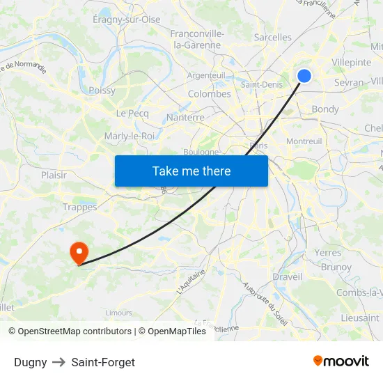 Dugny to Saint-Forget map