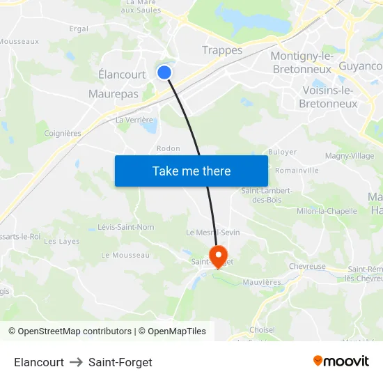 Elancourt to Saint-Forget map
