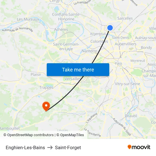 Enghien-Les-Bains to Saint-Forget map