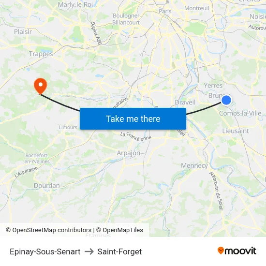 Epinay-Sous-Senart to Saint-Forget map