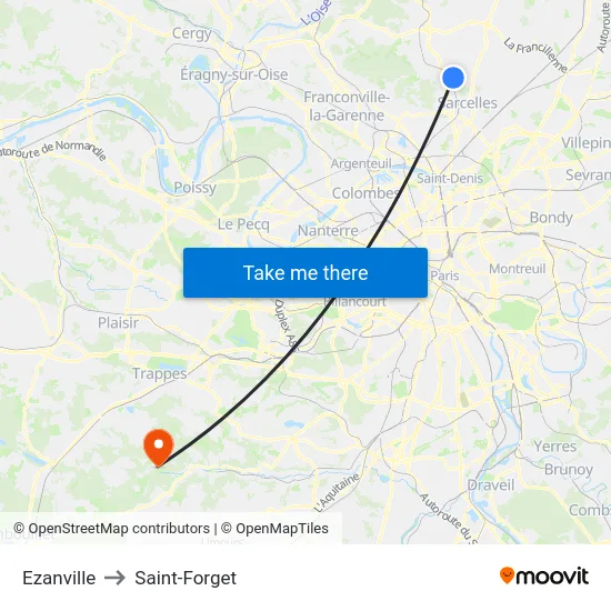 Ezanville to Saint-Forget map