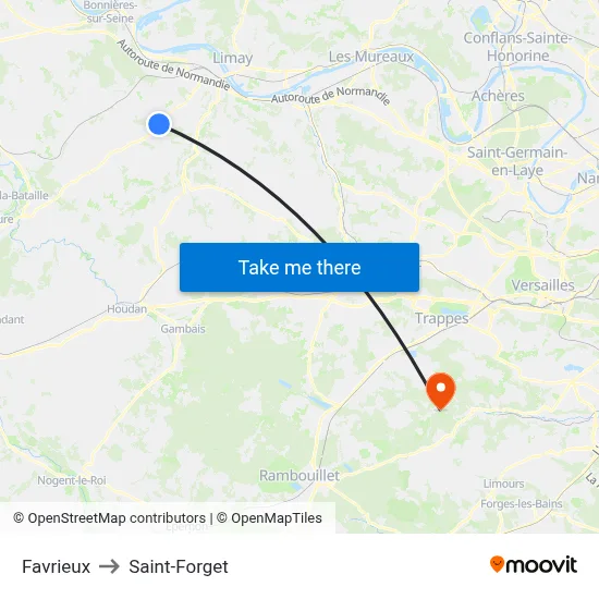 Favrieux to Saint-Forget map