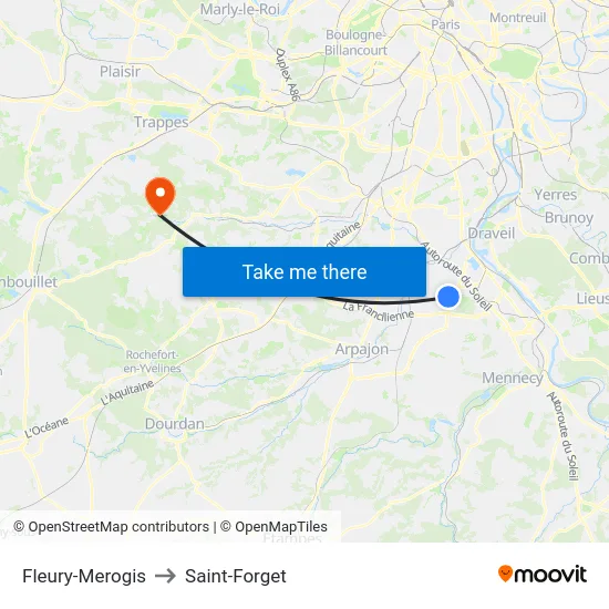 Fleury-Merogis to Saint-Forget map