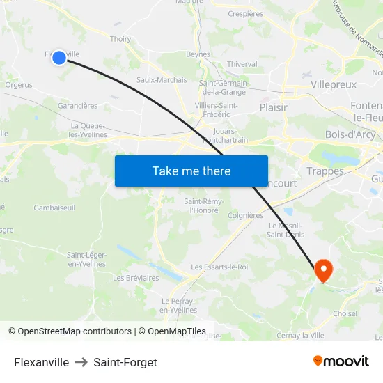 Flexanville to Saint-Forget map