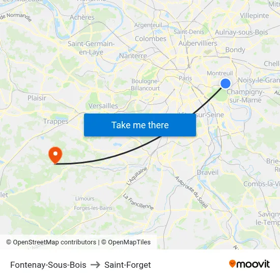 Fontenay-Sous-Bois to Saint-Forget map