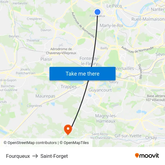 Fourqueux to Saint-Forget map