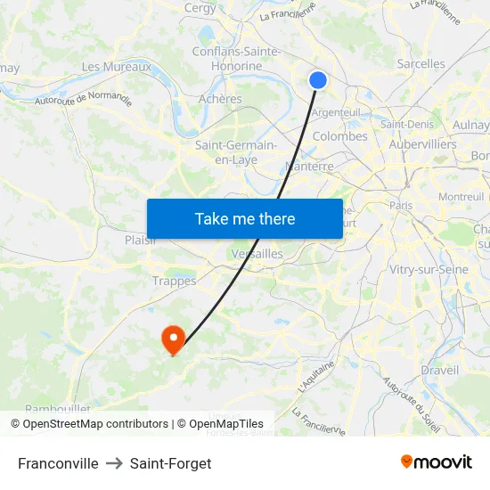 Franconville to Saint-Forget map