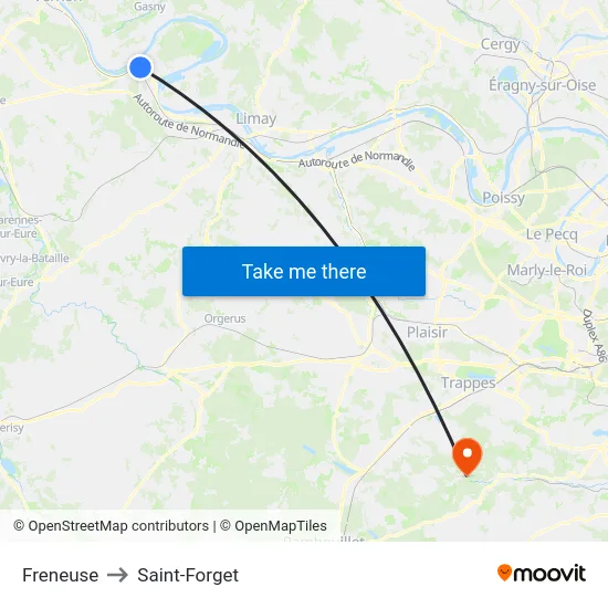 Freneuse to Saint-Forget map