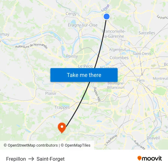 Frepillon to Saint-Forget map