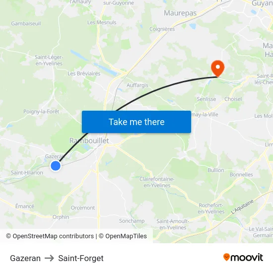 Gazeran to Saint-Forget map