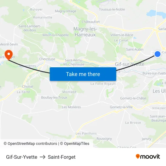 Gif-Sur-Yvette to Saint-Forget map