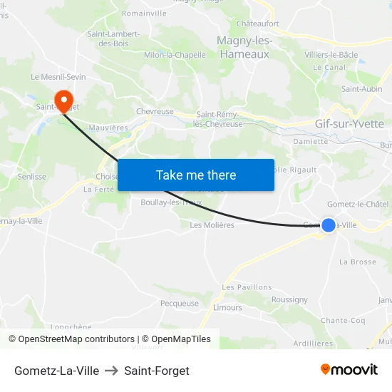 Gometz-La-Ville to Saint-Forget map