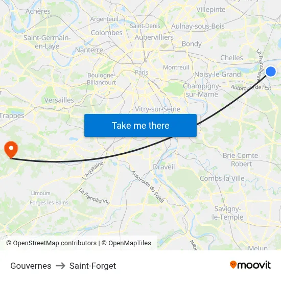 Gouvernes to Saint-Forget map