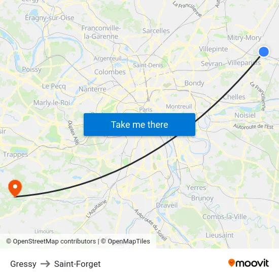 Gressy to Saint-Forget map