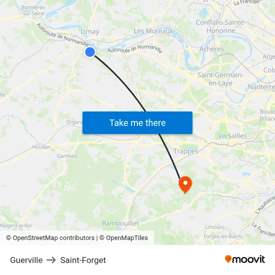 Guerville to Saint-Forget map