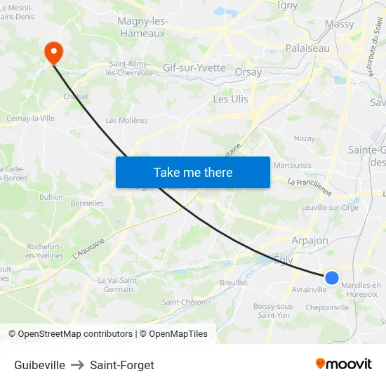Guibeville to Saint-Forget map