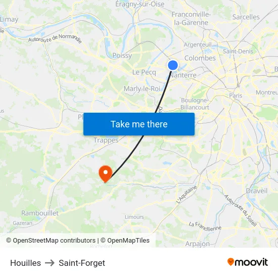 Houilles to Saint-Forget map