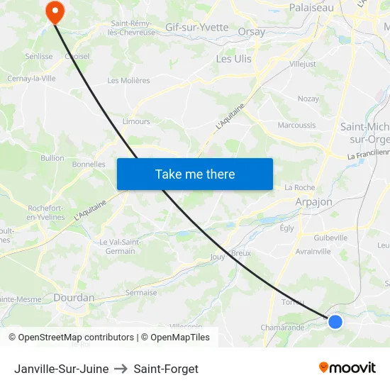 Janville-Sur-Juine to Saint-Forget map