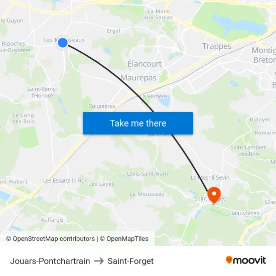 Jouars-Pontchartrain to Saint-Forget map