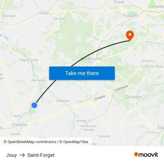 Jouy to Saint-Forget map
