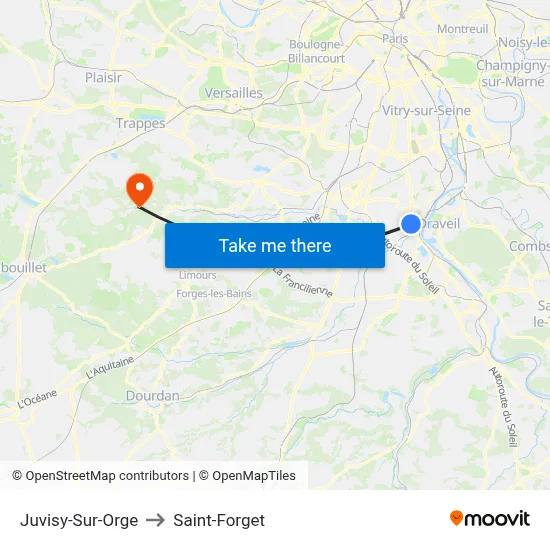 Juvisy-Sur-Orge to Saint-Forget map