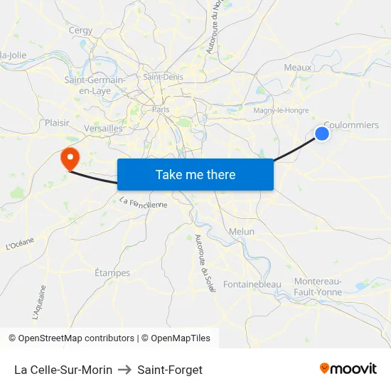 La Celle-Sur-Morin to Saint-Forget map
