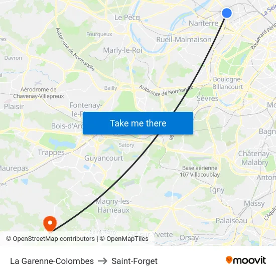 La Garenne-Colombes to Saint-Forget map