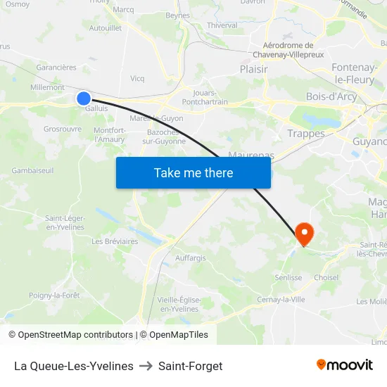 La Queue-Les-Yvelines to Saint-Forget map