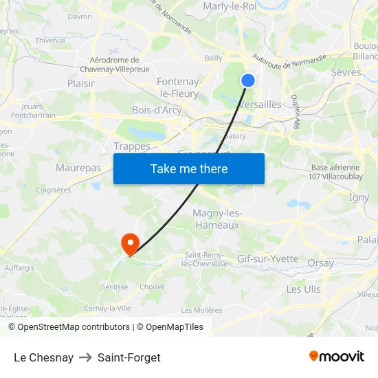 Le Chesnay to Saint-Forget map